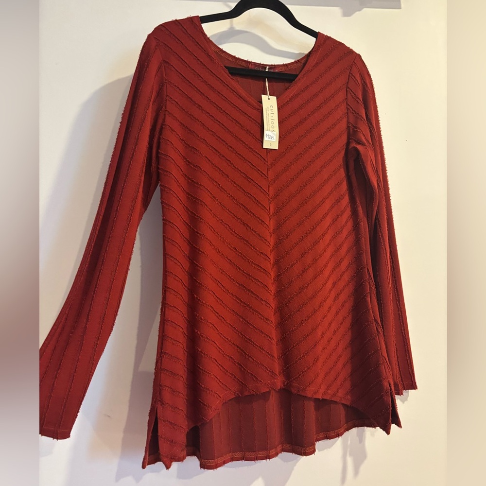 Cut Loose Burnt Orange Long Sleeve Top